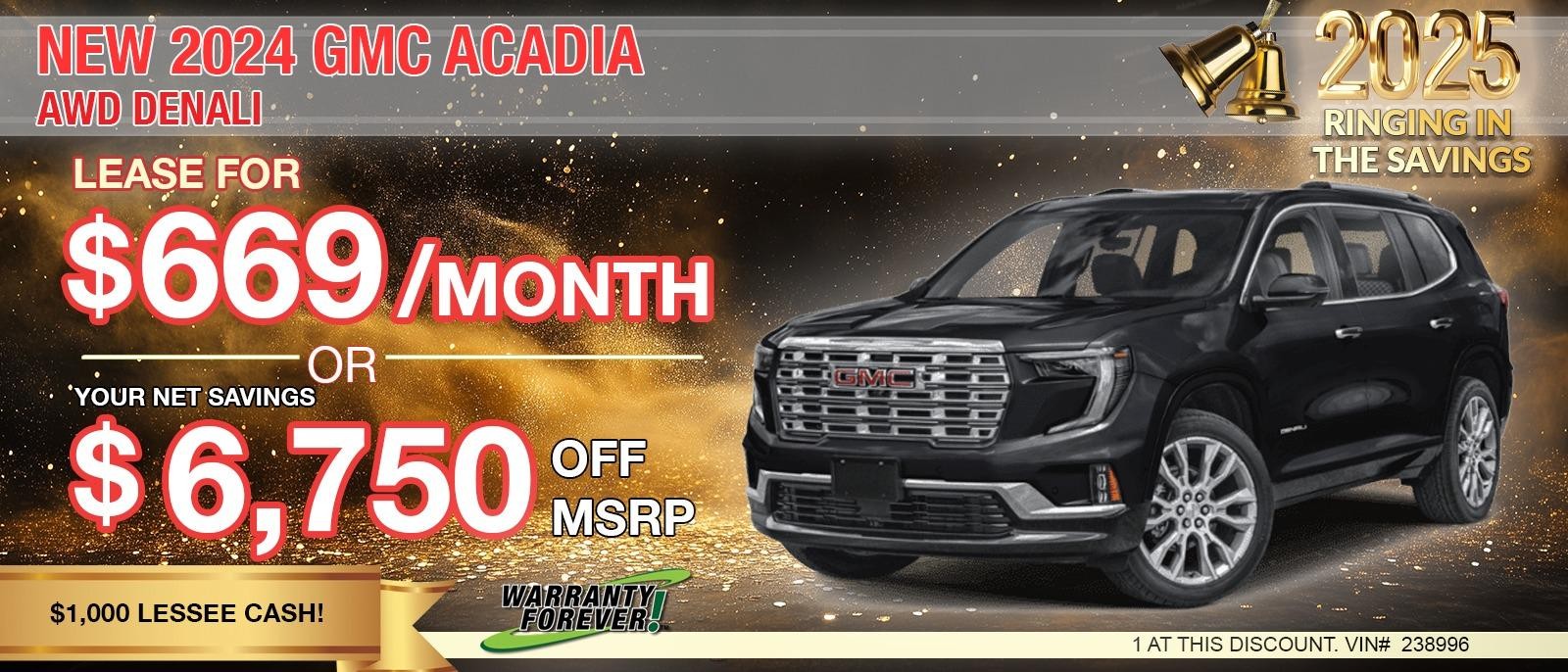 NEW 2024 GMC ACADIA DENALI. UP TO $6,750 IN SAVINGS.