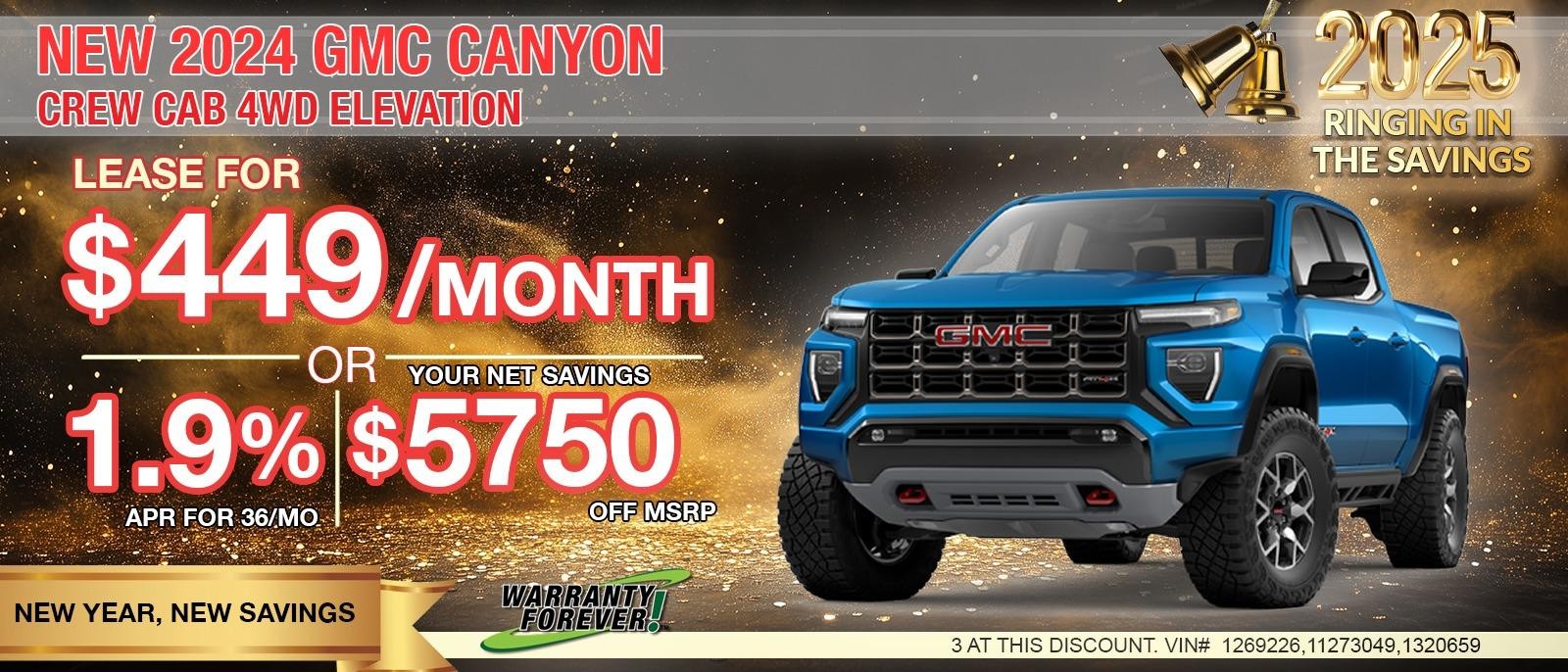 2024 GMC CANYON CREW CAB AT4X.  SAVE UP TO $5,750 OFF MSRP.