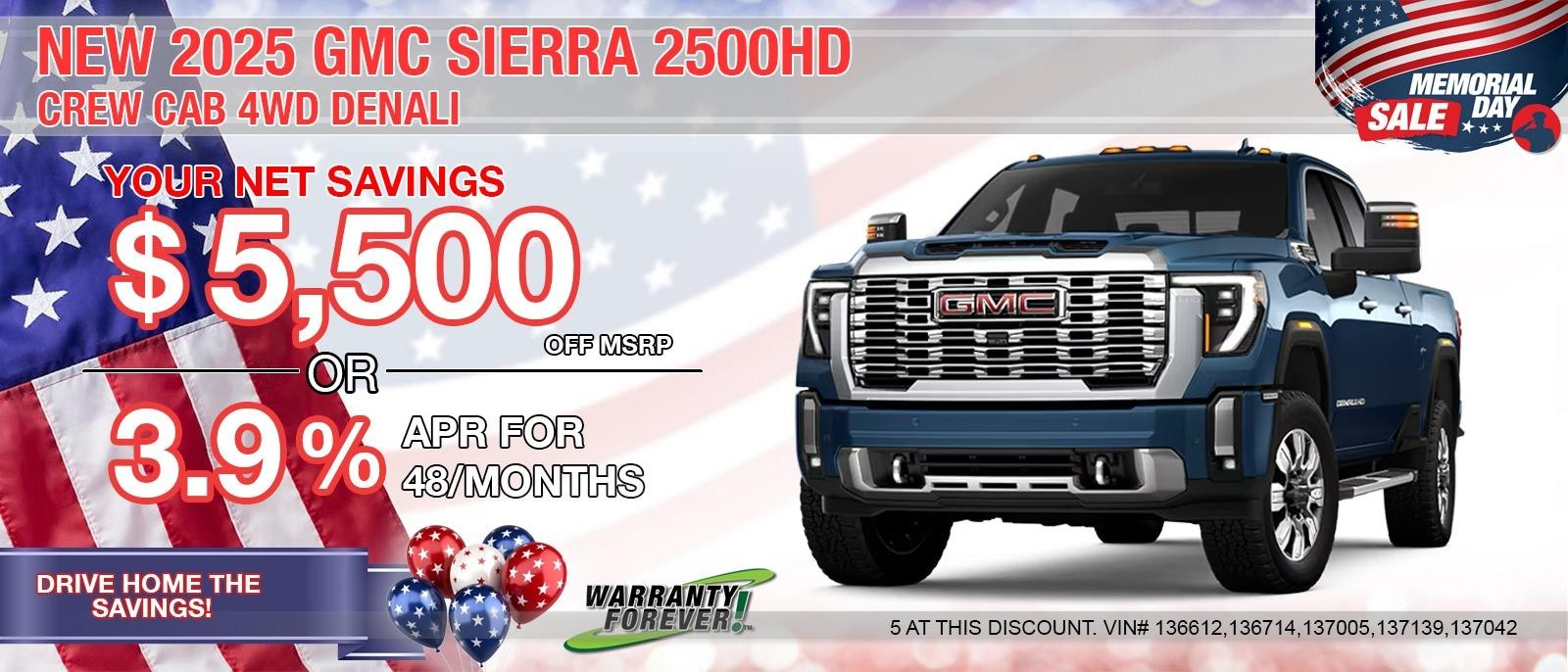 2025 GMC SIERRA 2500HD DENALI. Your Net Savings of $5,500.