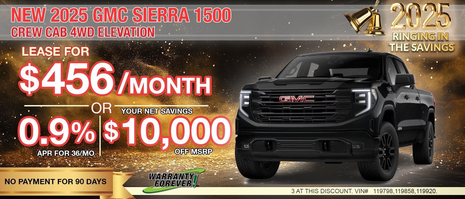 2025 GMC SIERRA 1500 ELEVATION. Your Net Savings $10,000.