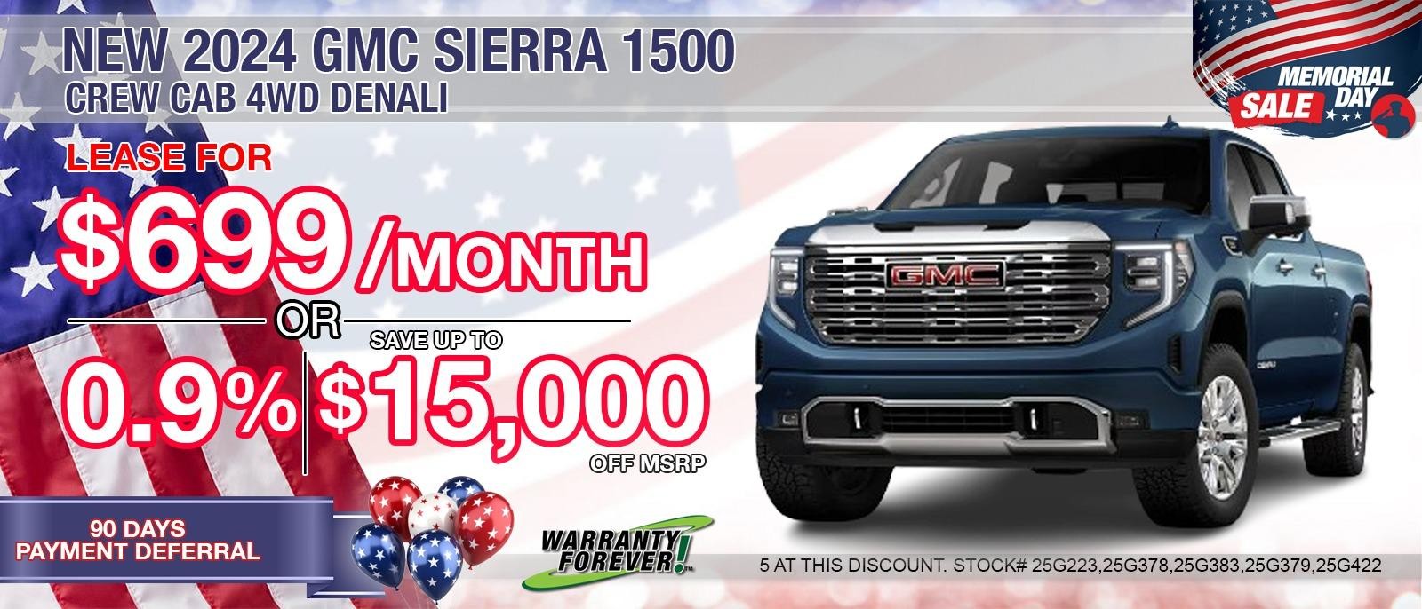 2025 GMC SIERRA 1500 DENALI. Your Net Savings $15,000.