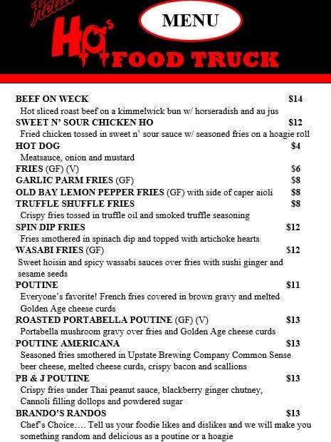 Heidi Ho On The Go Food Truck Menu