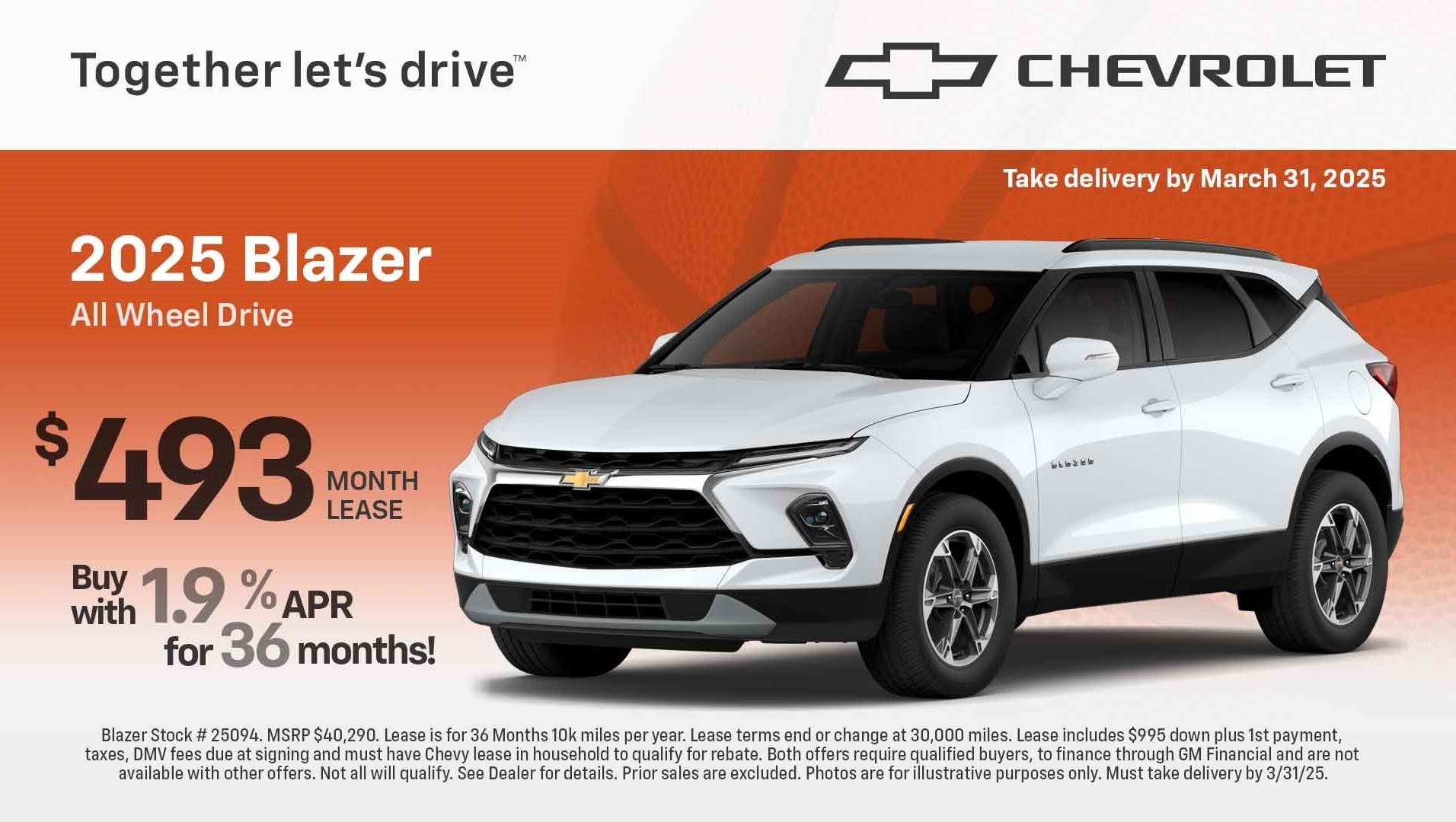 2025 Chevy Blazer AWD as low as $493/month