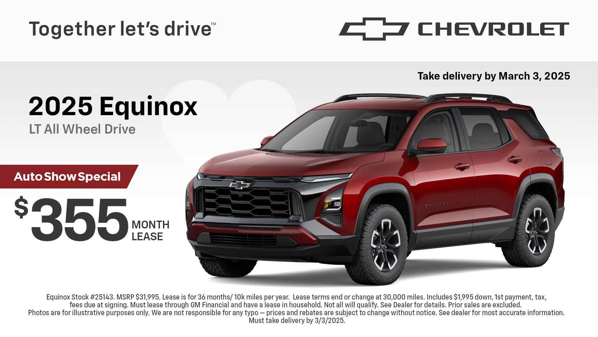 2025 Chevy Equinox All Wheel Drive LT as low as $355/month lease