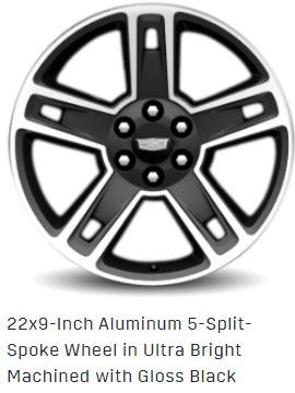 22X9-Inch Aluminum 5-Split-Spoke wheel in ultra bright machined with gloss black