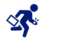 Icon of a person running to a meeting