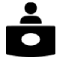 Black employee at a desk contact us icon