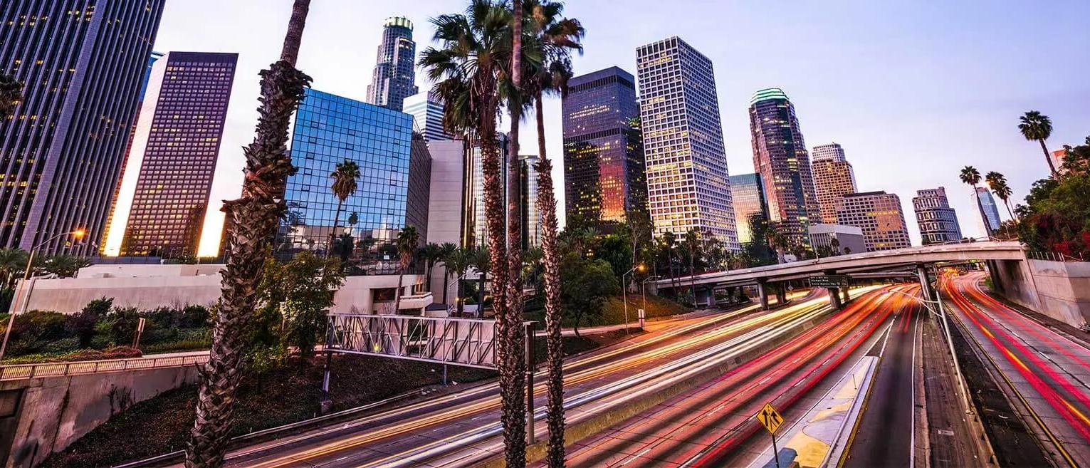 Los Angeles skyline from the highway