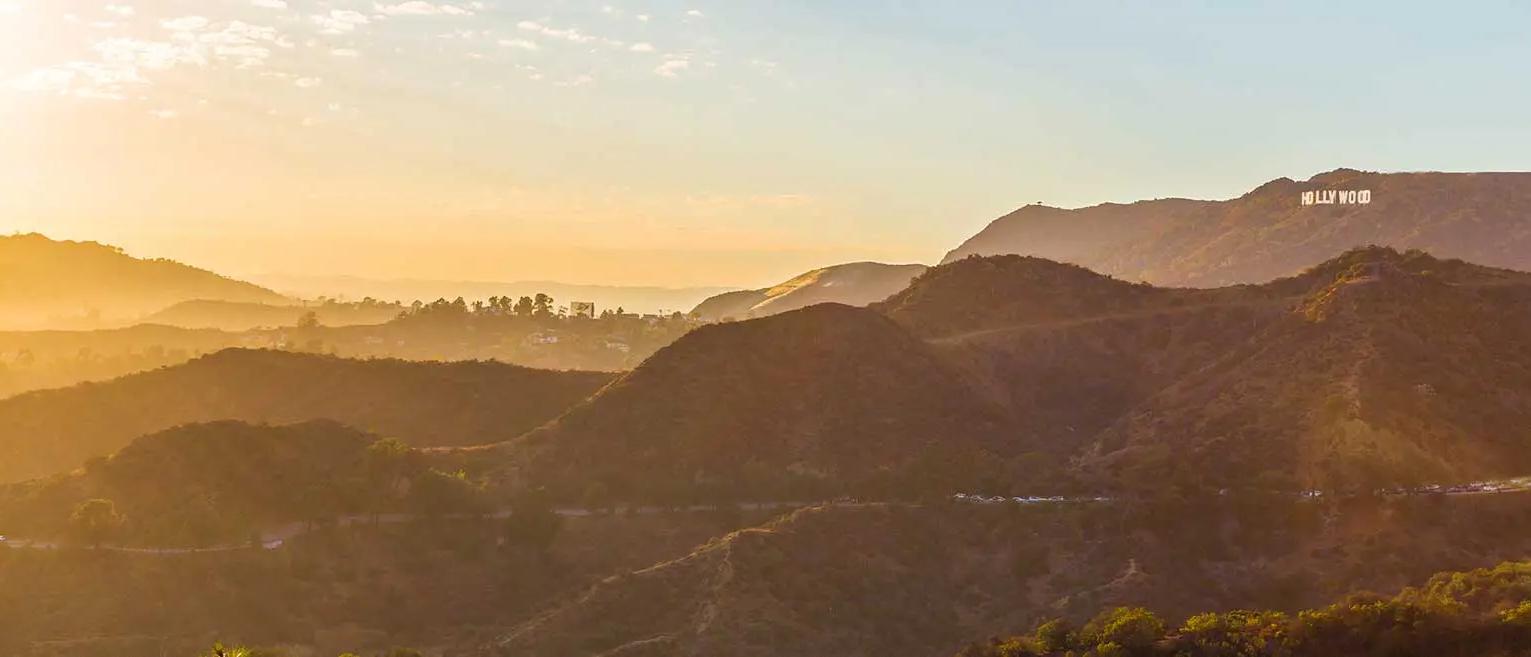 Los Angeles hills with Hollywood sign