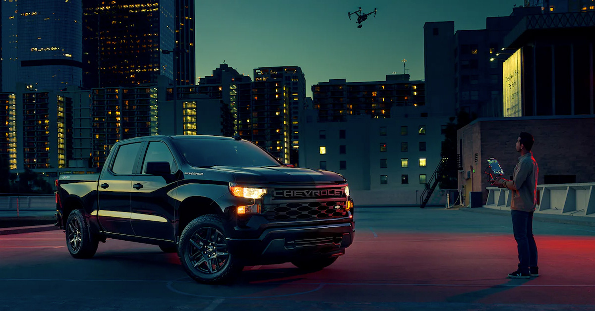 2023 Chevrolet Silverado With Man Flying a Drone