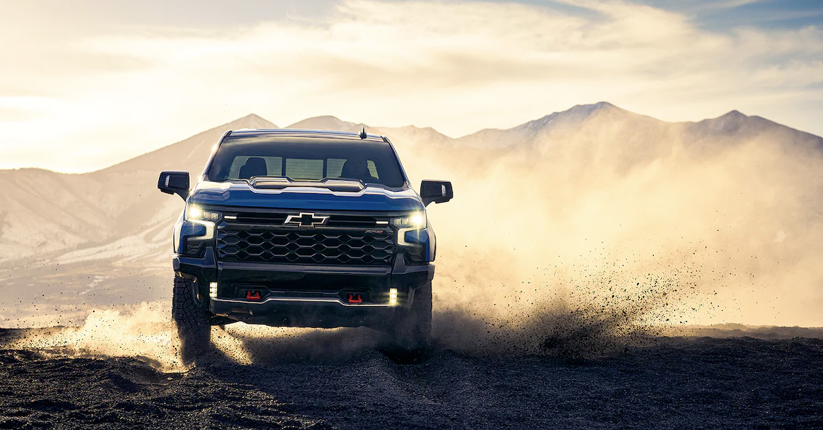 2023 Chevy Silverado Kicking Up Dirt Off Roading