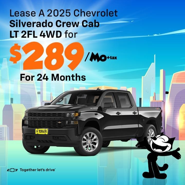 2025 Chevrolet Silverado Crew Cab LT 2FL 4WD
24 Months at 289 plus tax