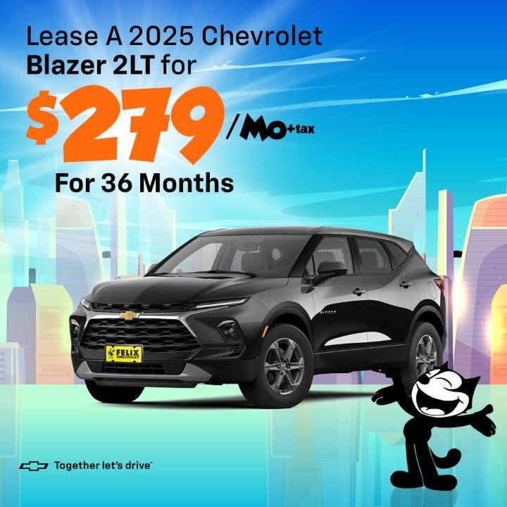 2025 Chevrolet Blazer 2LT
36 Months at 279 plus tax