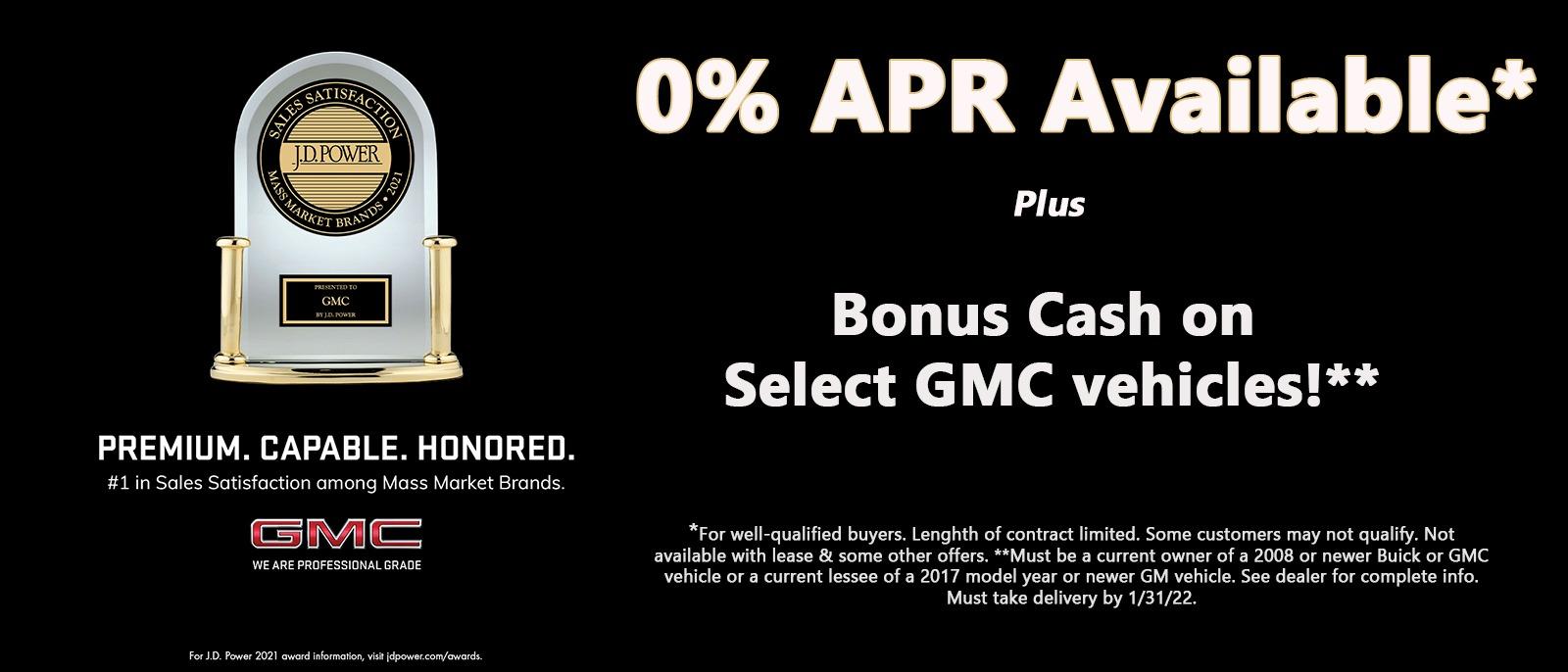 0% on GMC ranked #1 on JD Powers