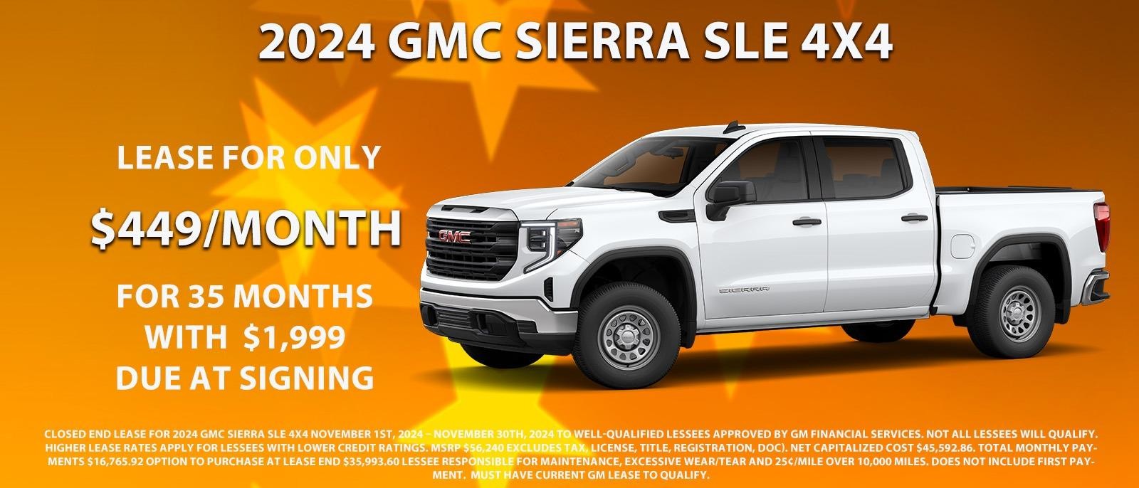 Lease your new Sierra for only $449 per month