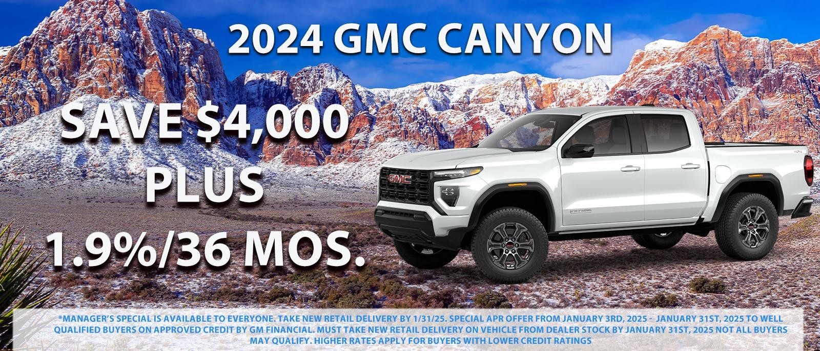 Save $4000 on your new GMC Canyon