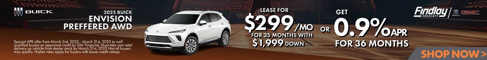 Findlay Buick GMC Prescott 2025 Buick Envision AWD LEASE FOR $299 PER MONTH 