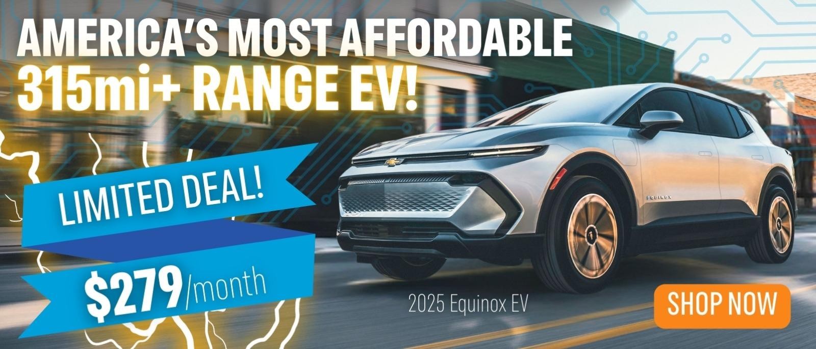 2025 Chevrolet Equinox EV $279/month. Limited Deal!