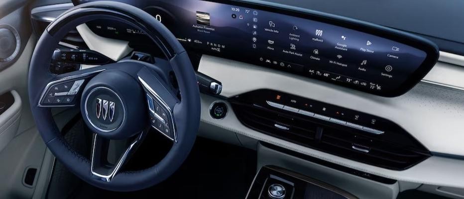 The interior of the 2024 Buick Enclave three-row SUV.