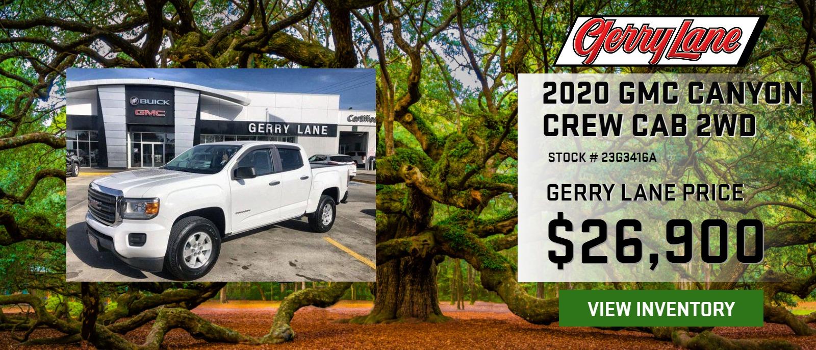 PRE-OWNED 2020 GMC CANYON 2WD NOW AVAILABLE FOR $26,900 AT GERRY LANE BUICK GMC STOCK #23G3416A