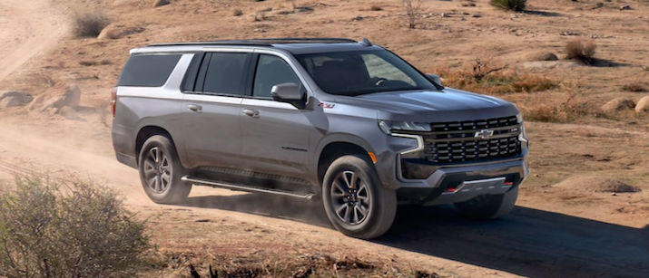 New Chevy Suburban Z71 in Satin Steel Metallic with 20-inch Machined Aluminum Wheels with Technical Grey Pockets