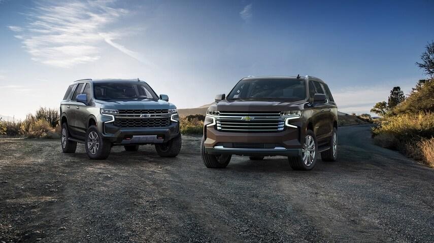 Side by Side Profile of the New Chevy Tahoe Z71 and Chevy Suburban High Country