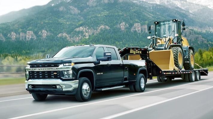 2021 Chevy Silverado Towing Bulldozer