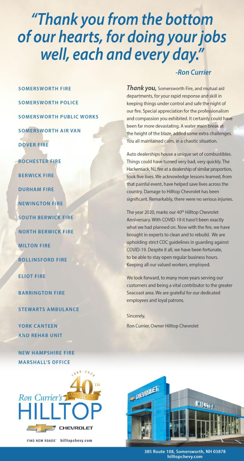 Ron Currier's Hilltop Chevrolet is a SOMERSWORTH Chevrolet dealer and a