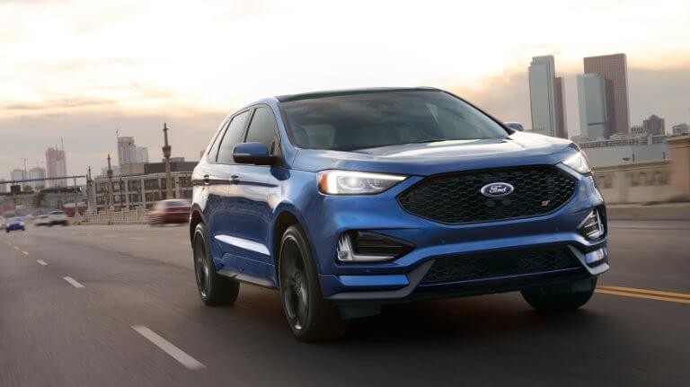 2019 Blue Ford Edge Driving Out Of The City 2019 Blue Ford Edge Driving Out Of The City
