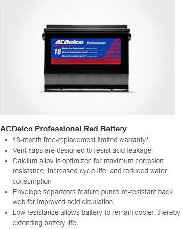 AC Delco Professional Red Battery