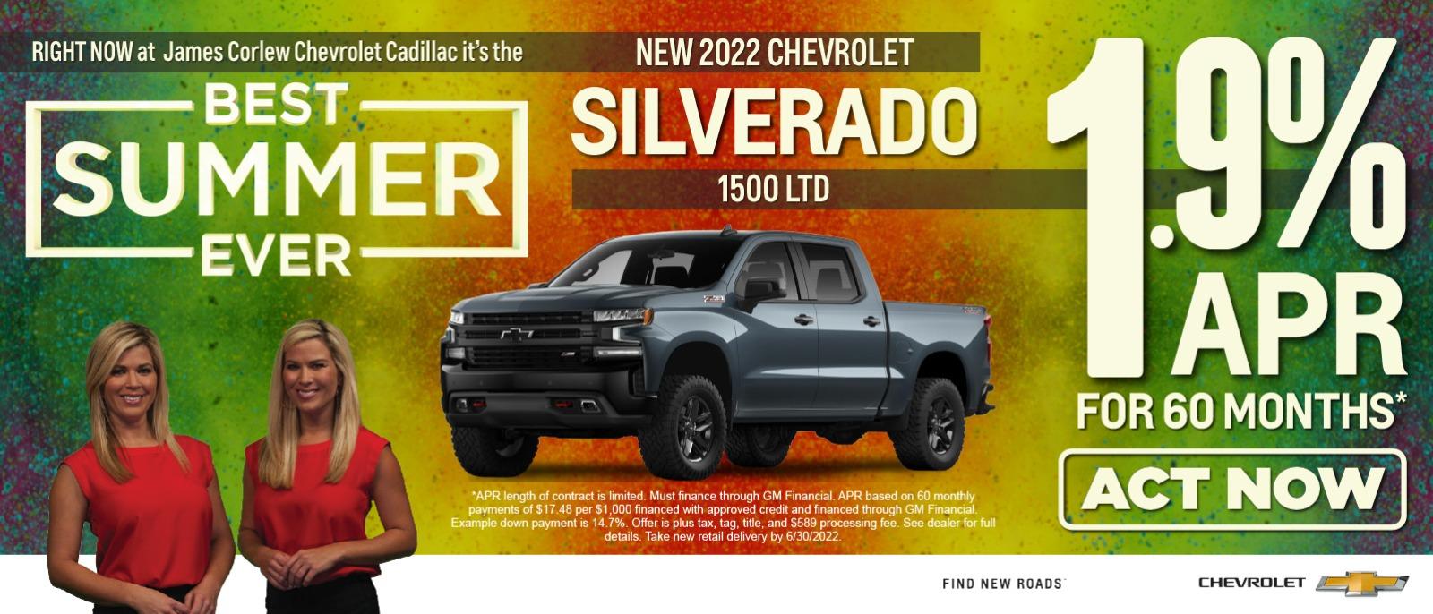 New 2022 Silverado 1500 LTD 1.9% APR Financing for 60 months Act now.