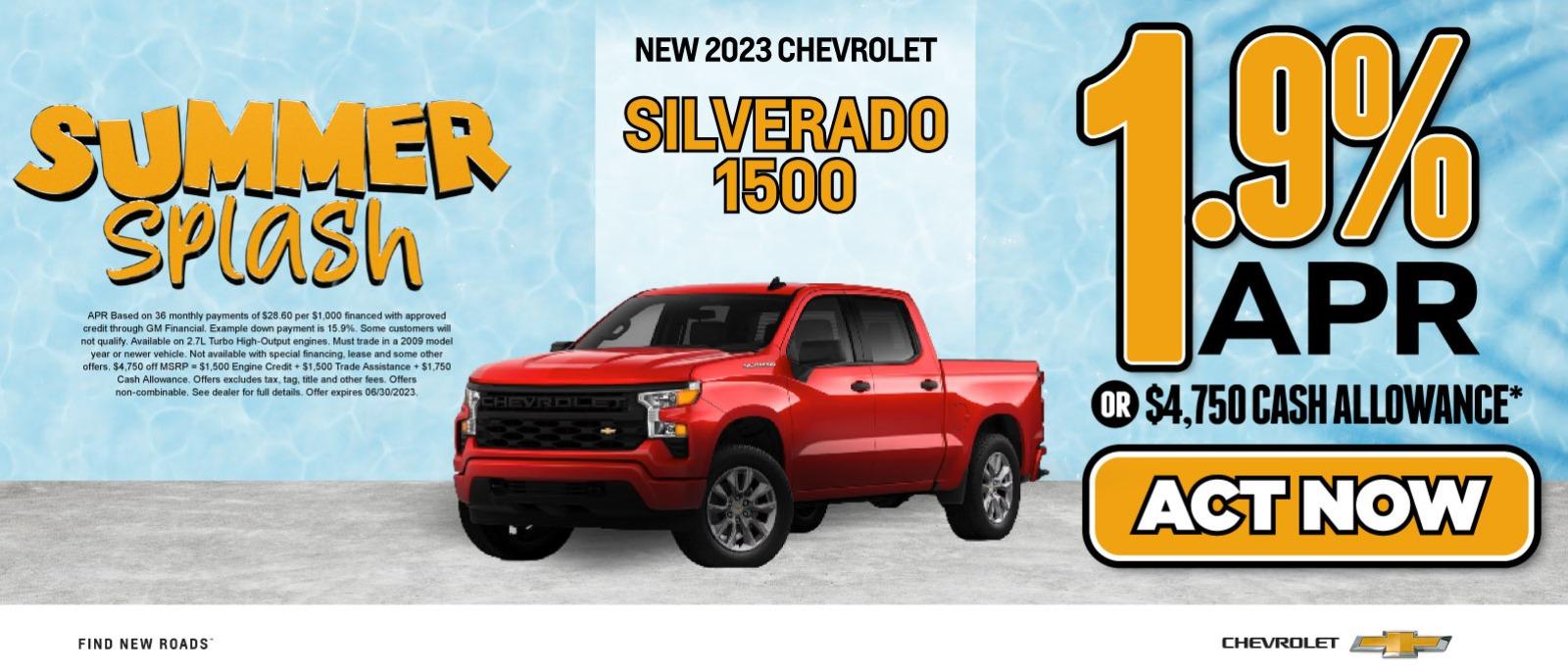 New 2023 Chevrolet Silverado 1500 1.9% APR or $4,750 Cash Allowance – Act Now