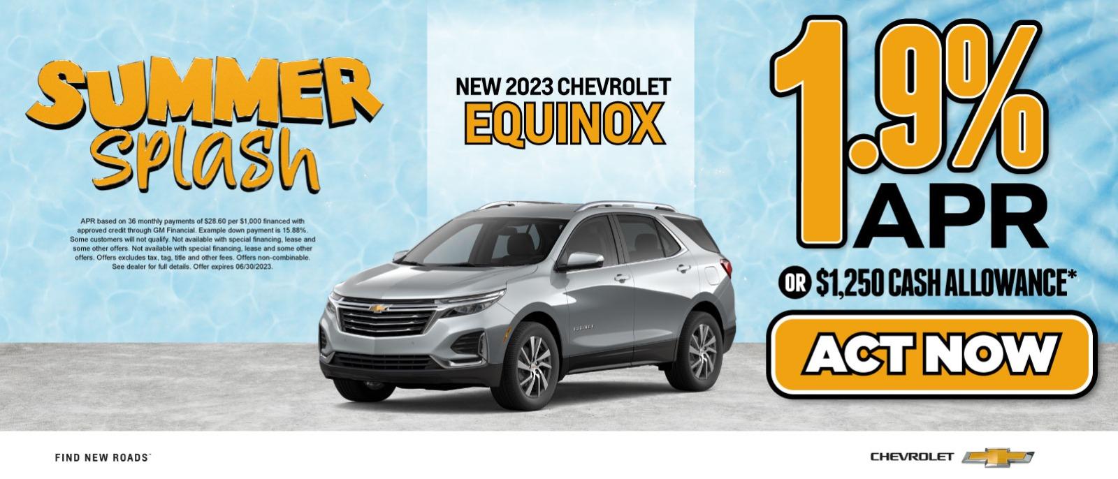 New 2023 Chevrolet Equinox 1.9% APR or $1,250 Cash Allowance - Act Now
