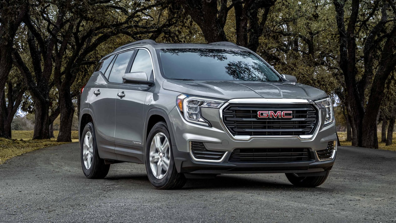 2023 GMC Terrain Parked Under Trees