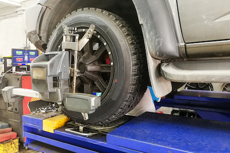 car getting a front end alignment