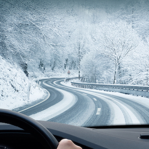 driving on a snowy road