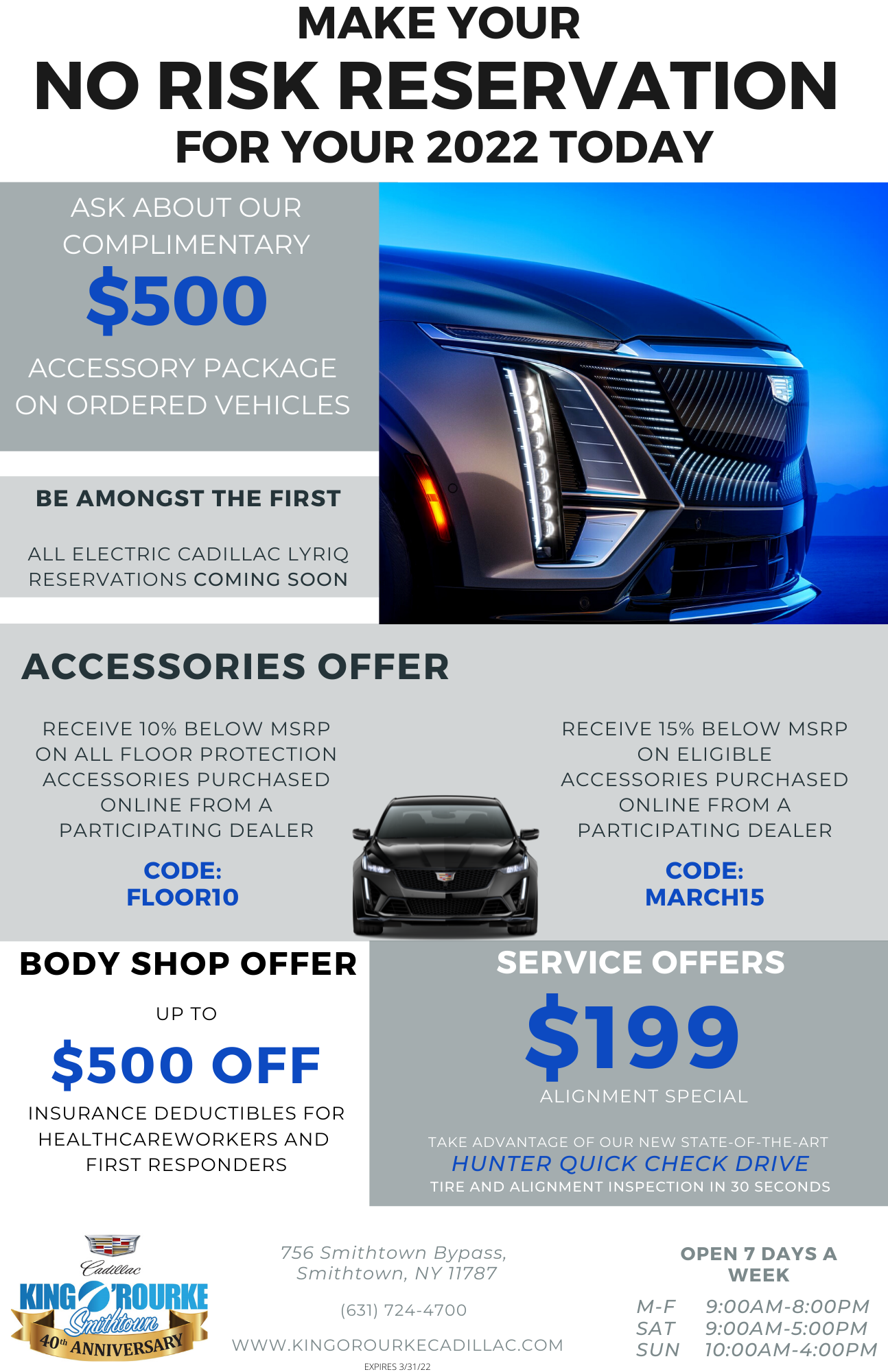 King O'Rourke Cadillac is a SMITHTOWN Cadillac dealer and a new car and