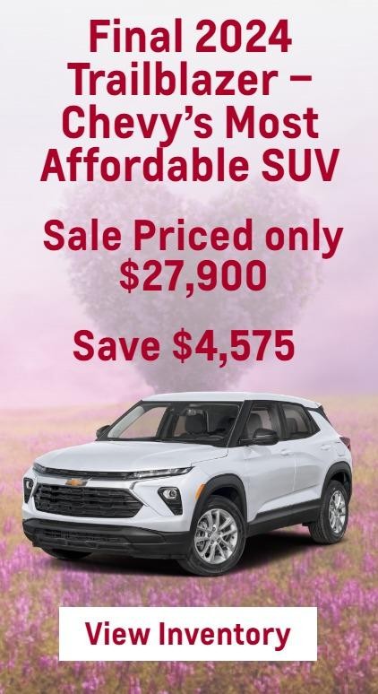 Final 2024 Trailblazer – Chevy’s Most Affordable SUV
Sale Priced only $27,900
Save $4,575