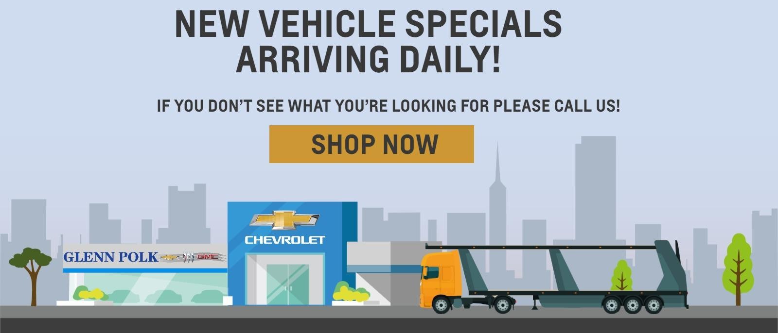 NEW VEHICLE SPECIALS AT GLENN POLK CHEVROLET BUICK GMC