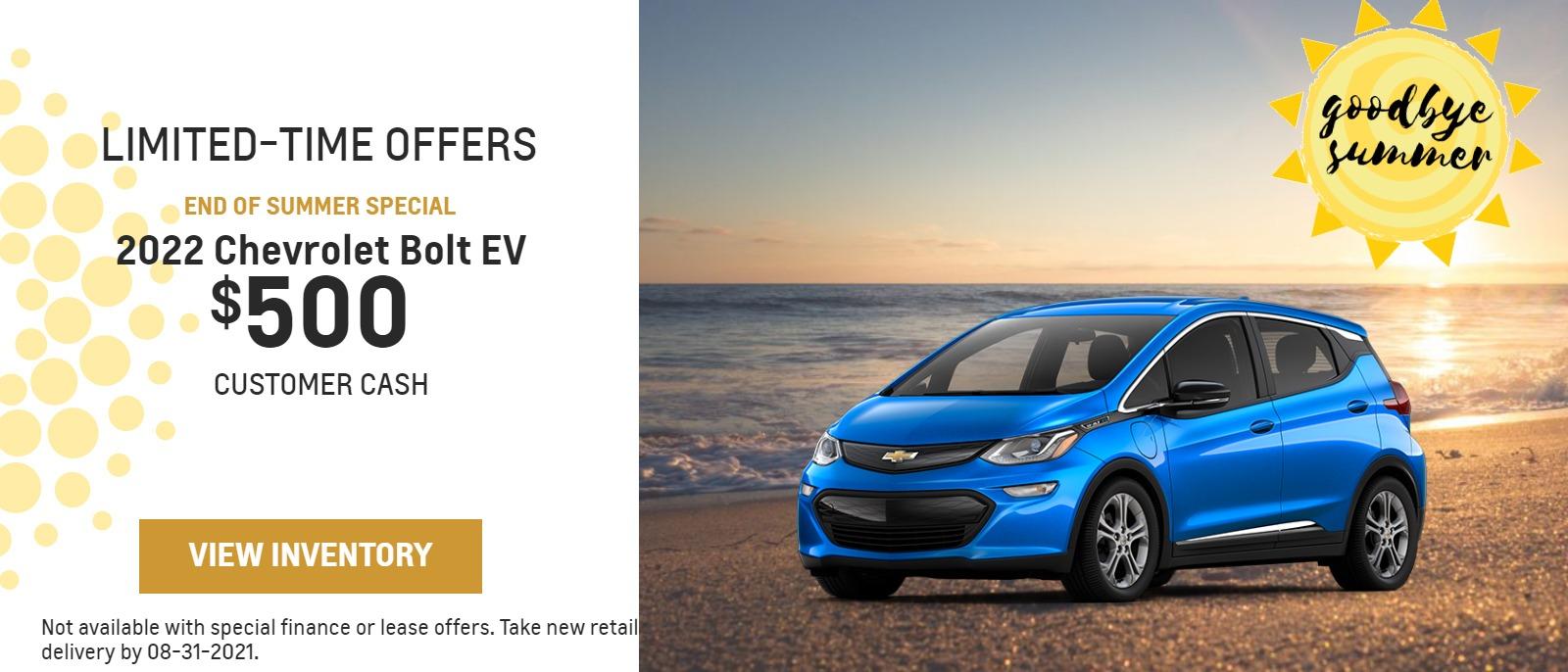 2022 Chevrolet Bolt EV
$500
Customer Cash