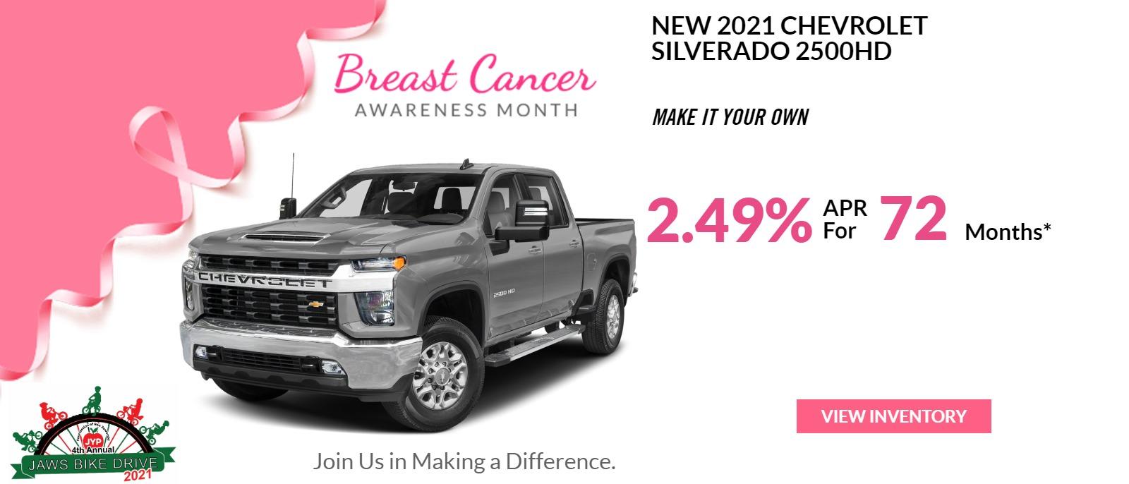2021 CHEVROLET SILVERADO 2500HD 2.49% APR FOR 72 MONTHS