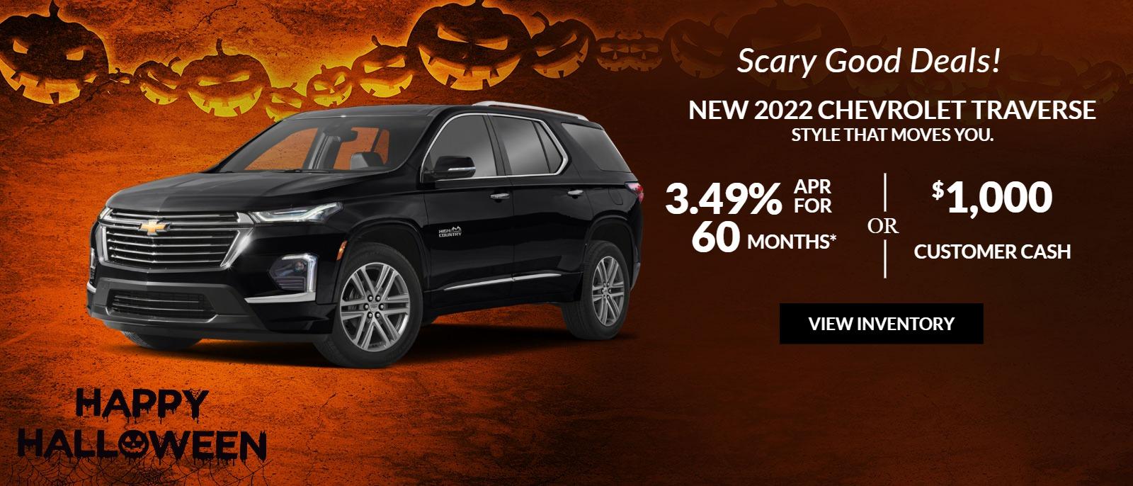 2022 CHEVROLET Traverse 3.49% APR for 60 months for well-qualified buyers OR $1,000 Customer Cash