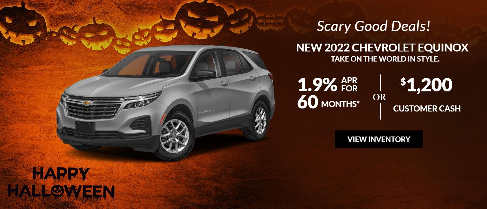 2022 CHEVROLET Equinox 1.9% APR for 60 months for well-qualified buyers OR $1,200 Customer Cash