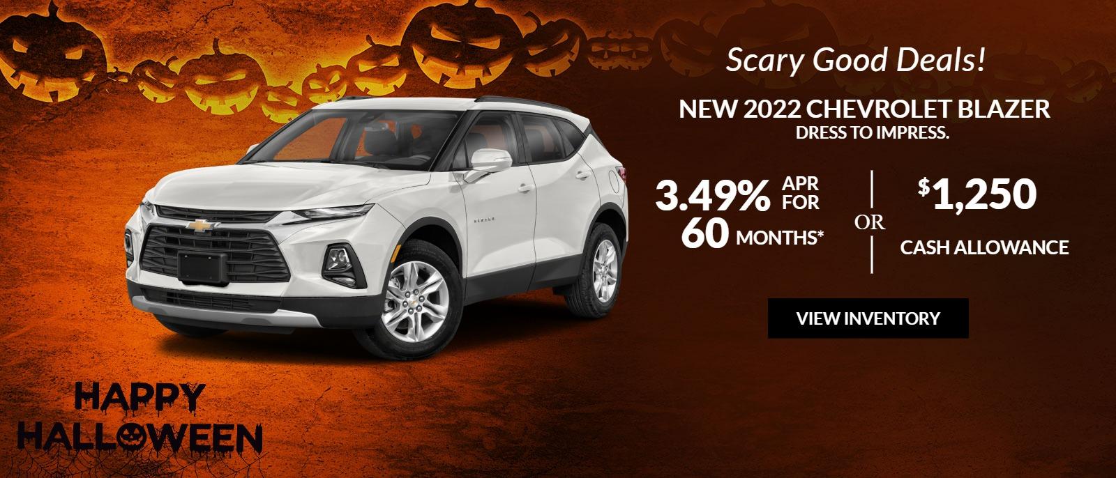 2022 CHEVROLET Blazer FOR WELL-QUALIFIED BUYERS 3.49% APRā or $1,250 CASH ALLOWANCEā