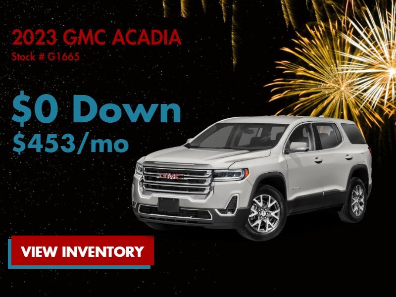 2023 GMC Acadia
Stock # G1665
$0 Down
$453/mo