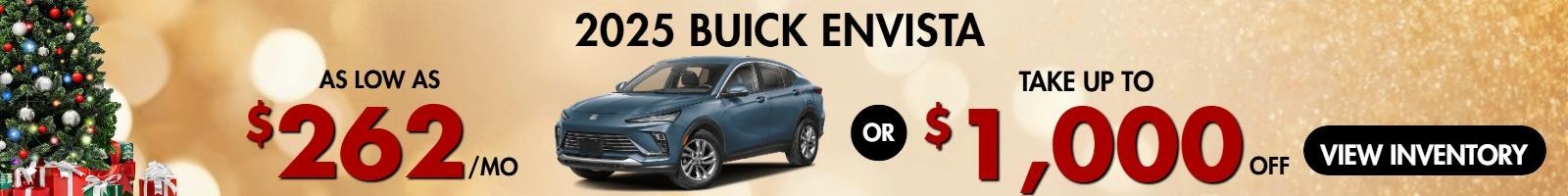 2025 Buick Envista
Stock B2625

Take up to $1000 OFF
 OR 
as low as 
$262/mo