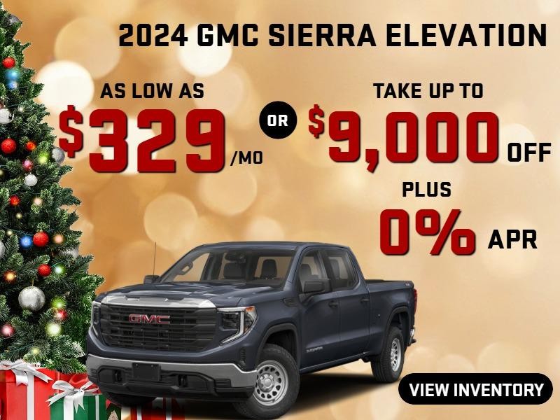 2024 GMC Sierra Elevation
Stock GA5139

take up to $9000 OFF
  PLUS                                                
 0 % finance
  OR  AS LOW AS $329/mo