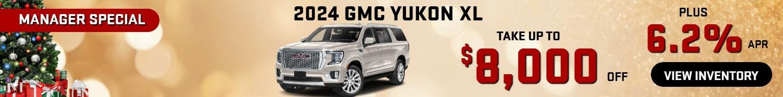 2024 GMC Yukon Xl MANAGER SPECIAL

Stock G1537
Take up to $8000 OFF PLUS 6.2% finance