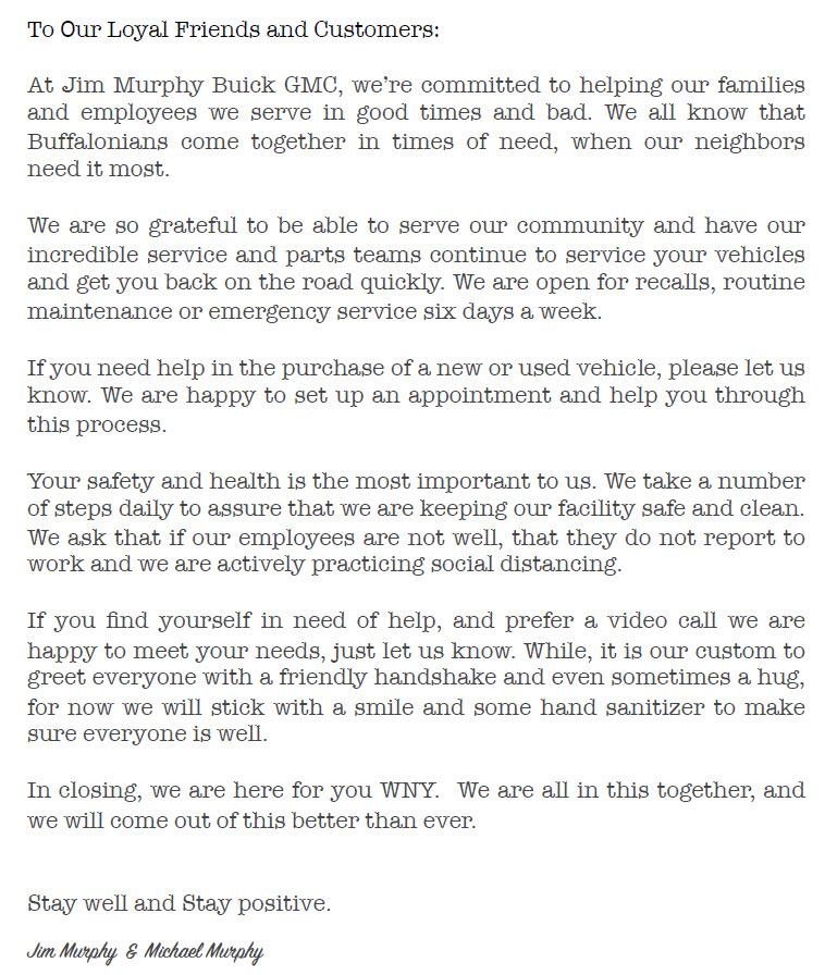Jim Murphy Letter