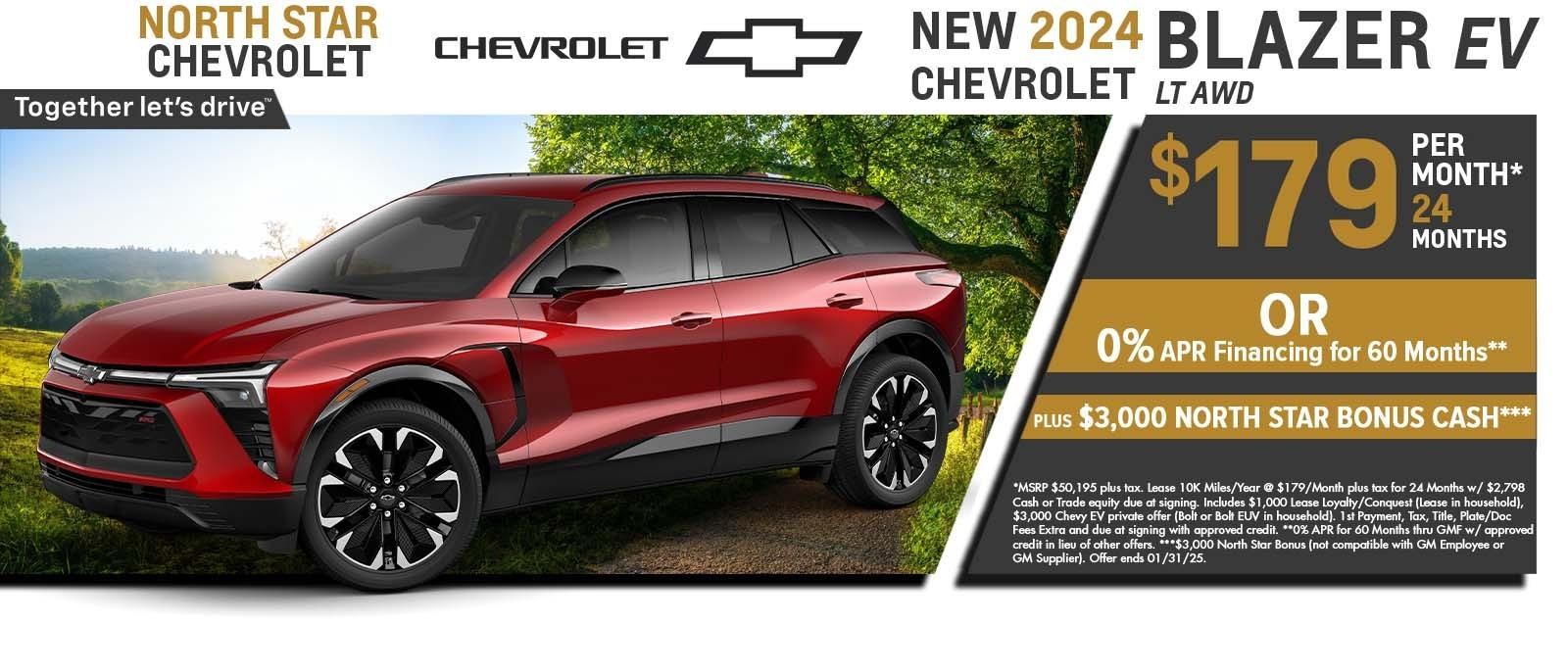 2024 Chevy Blazer EV lease for $179 Per month for 24 months or $398 per month with ZERO out of pocket